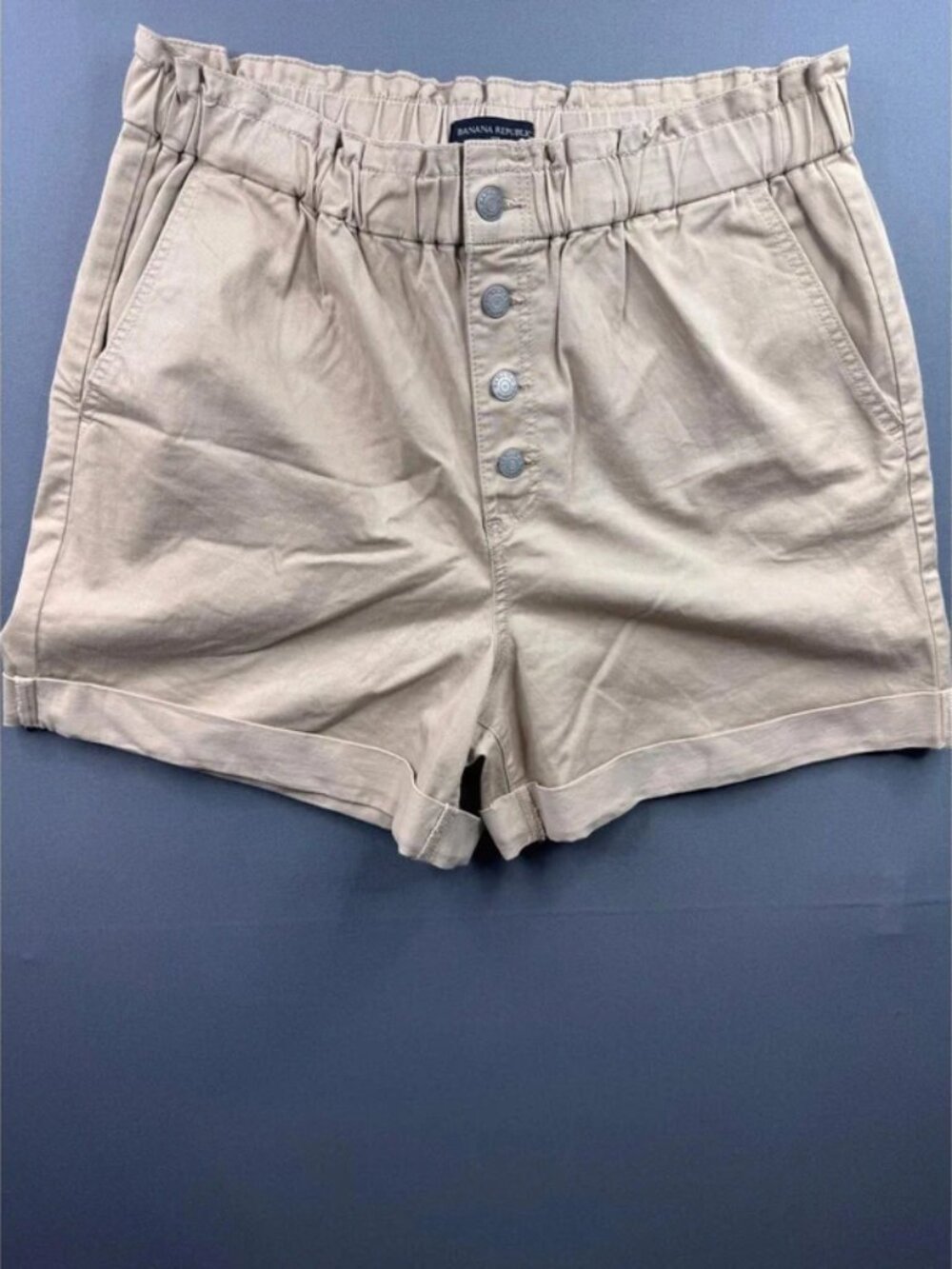 Banana Republic Shorts Women Khaki Beige Button Fly Cotton Blend Size 12